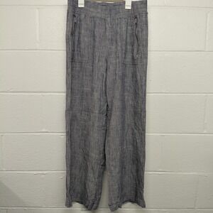 Violets & Roses Women Cropped Linen Pants Size 10/30 Blue Lagernook Coastal